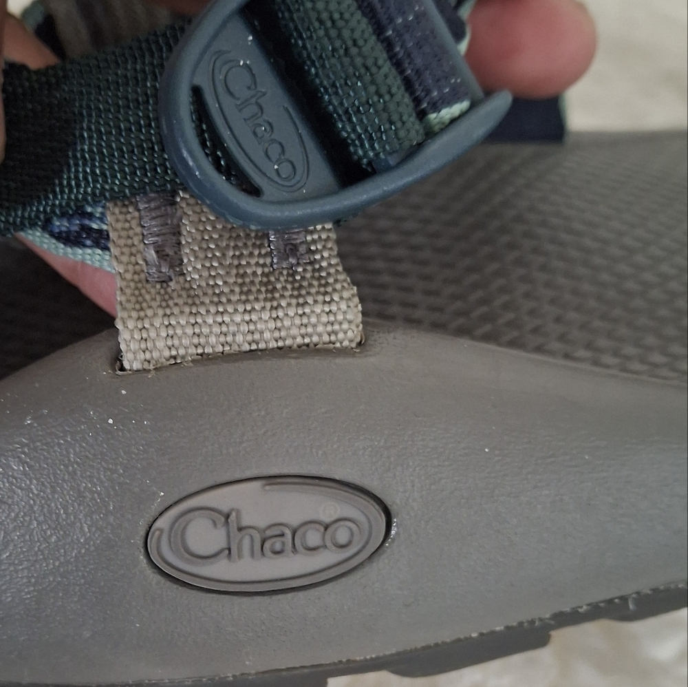 Men's Chaco Teal and Gray Sandals Size 9. - Picture 5 of 6